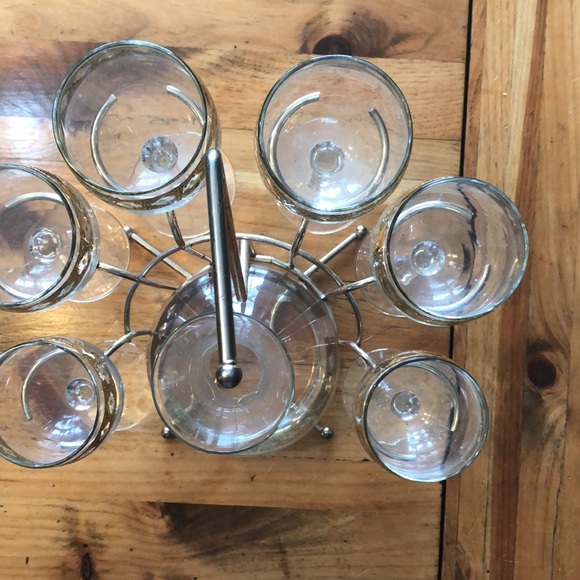 Culver glass mid-century cocktail/wine, decanter set with metal stand circa 1962 - Picture 4 of 7